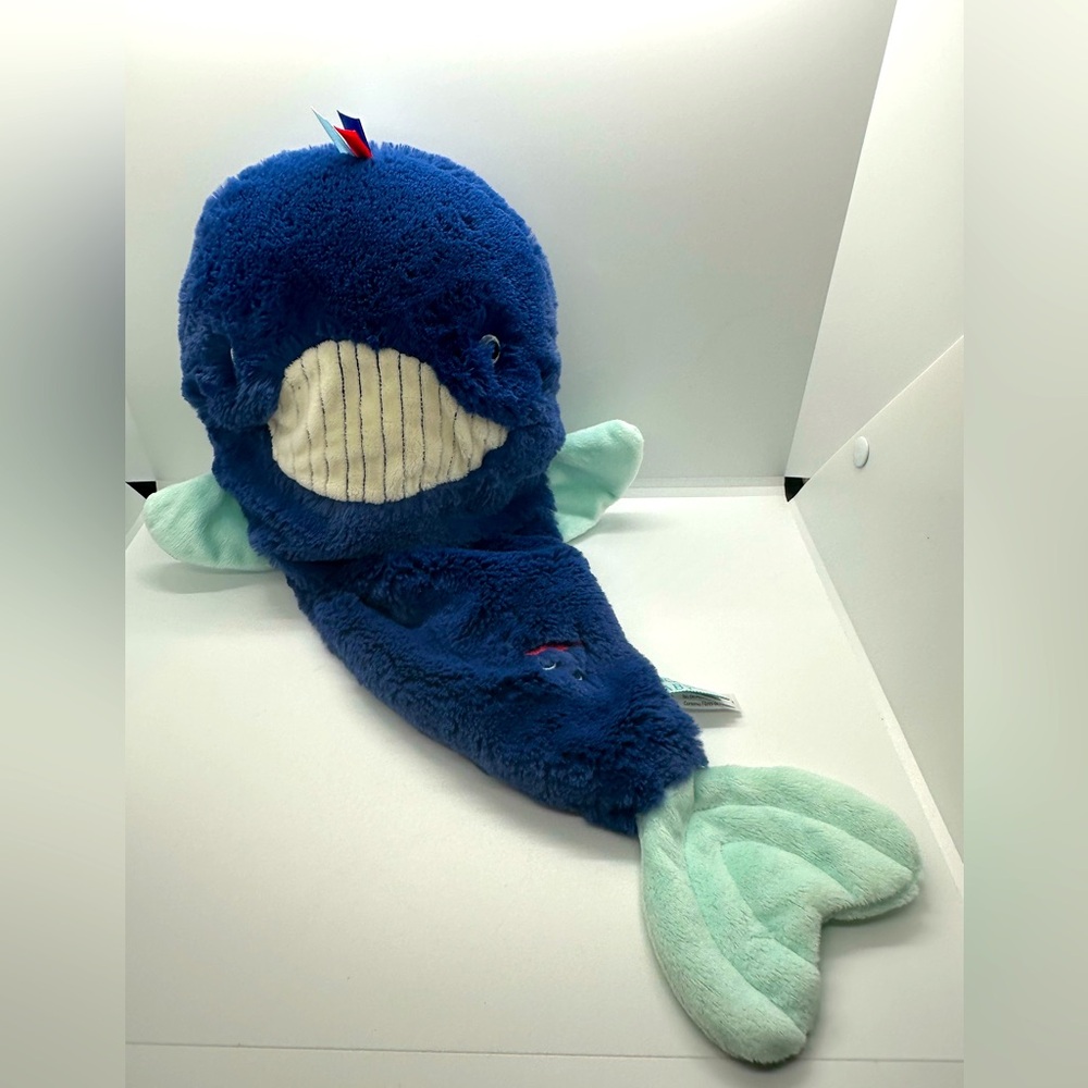 Douglas Baby Sshlumpie Whale 19” Cuddle Toy Lovey Stuffed Plush Navy Blue Soft